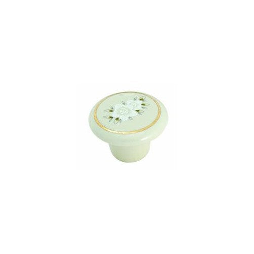 Amerock 69128 Porcelain Knob Almond with Flower