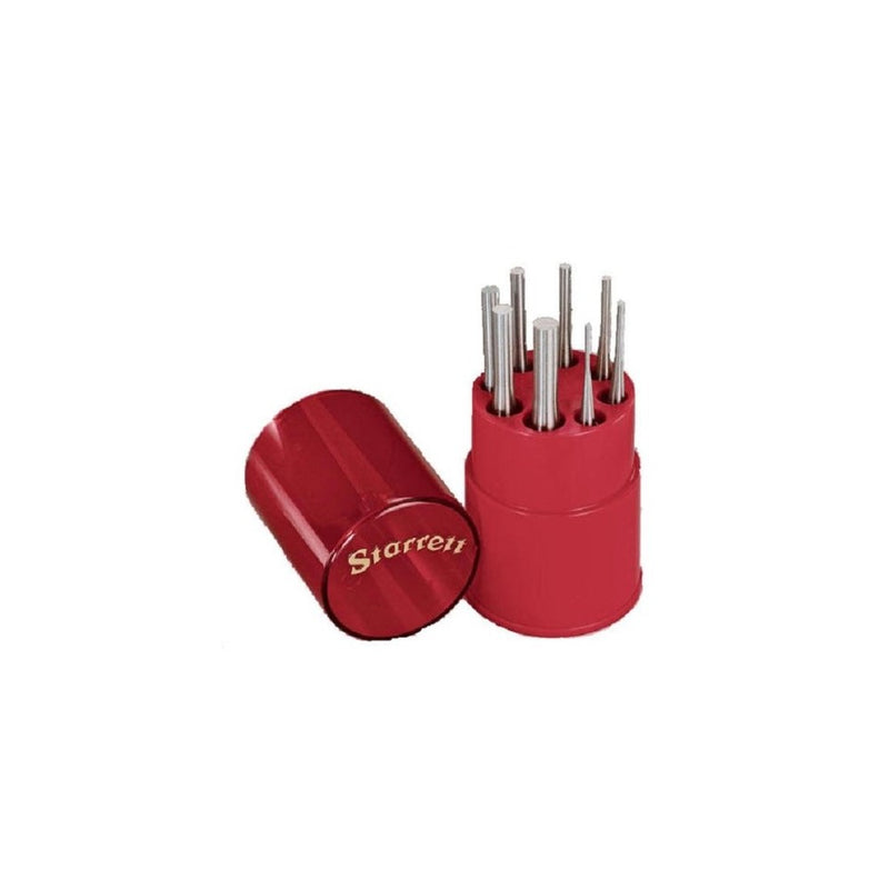 Starrett S565WB Drive Pin Punch 8-Piece Set, 1/16"-5/16" Pin Diameters, 4" Overall Length, In Plastic Case