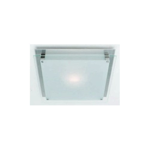 Vision - 10" sq. Flush Mount - Brushed Steel Finish - Frosted Glass Shade