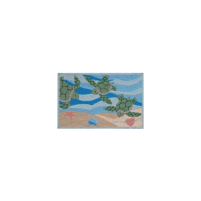 Jellybean Sea Turtle Beach Indoor Outdoor Rug