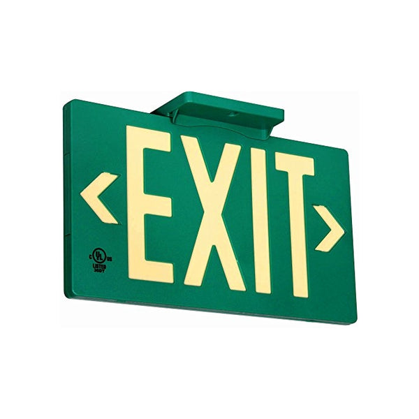 UL Listed 50 foot Jessup Glo Brite 7042-B 8.75-x-15.5-Inch Double Sided Exit Sign with Frame, Green (Mounts 4 ways, includes bracket and arrows)