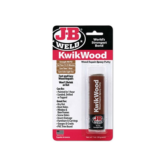 J-B Weld 8257 KwikWood Wood Repair Epoxy Putty Stick - 1 oz.