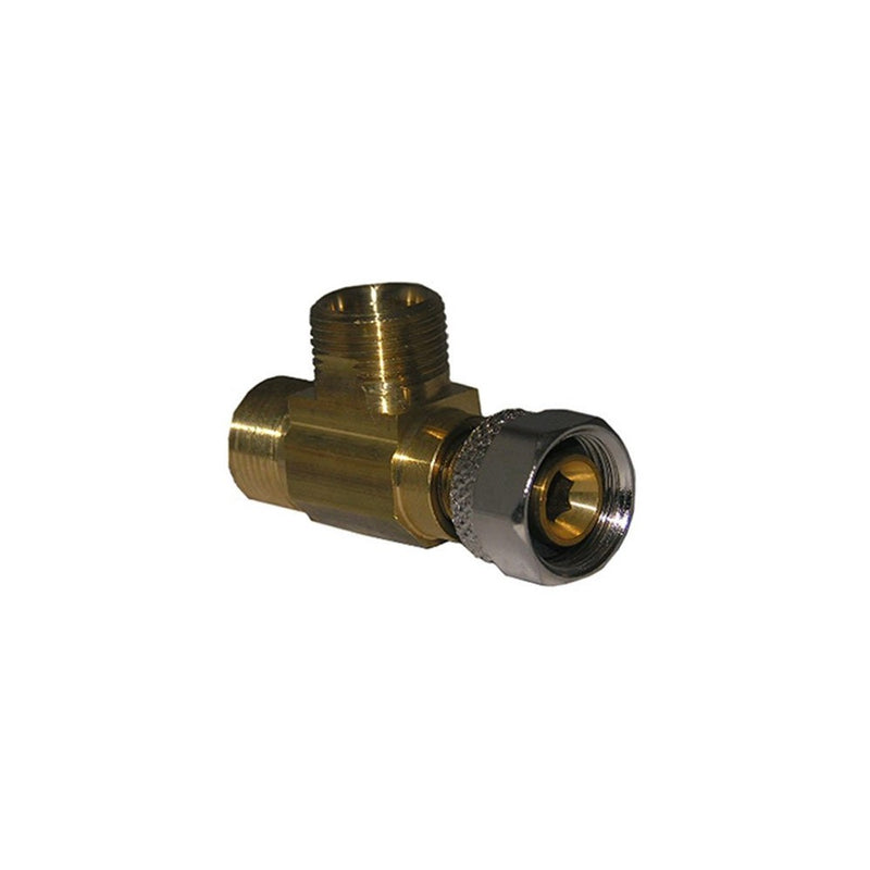LASCO 06-9111 Angle Stop Add-A-Tee Valve, 3/8-Inch Compression Inlet X 3/8-Inch Compression Outlet X 3/8-Inch Compression Outlet, Brass