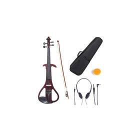 Cecilio 4/4CEVN-4NA Solid Wood Mahogany Metallic Electric/Silent Violin with Ebony Fittings in Style 4 (Full Size)