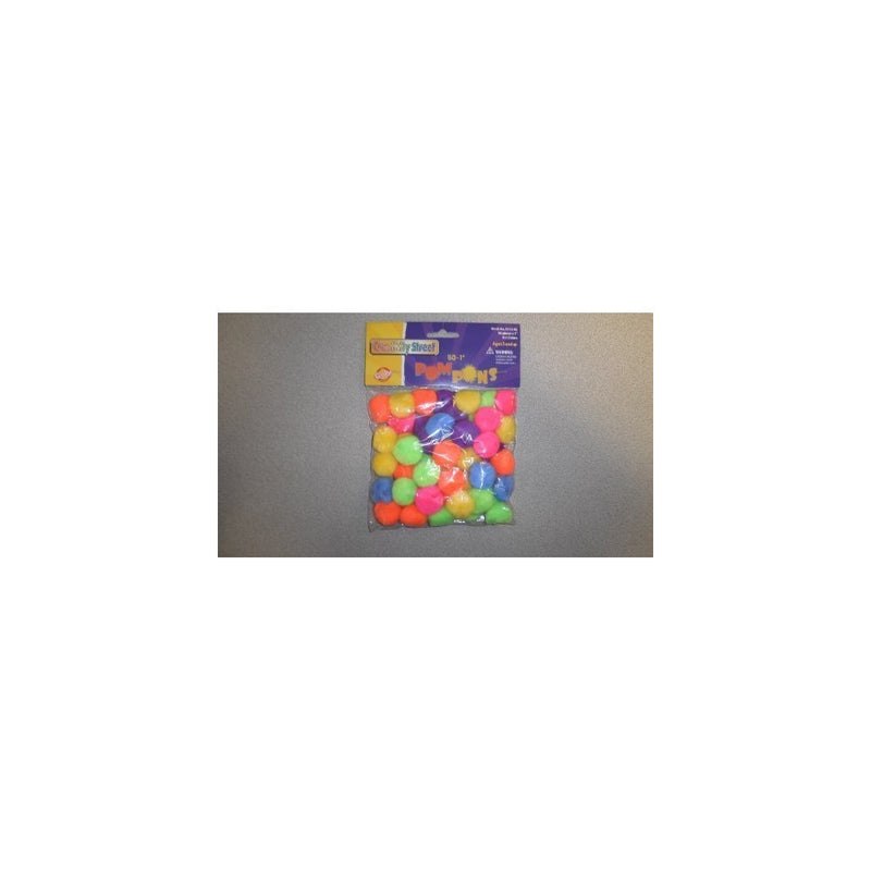 Creativity Street Acrylic Soft N Lively Mini Pom Pon, 1 Inch, Assorted Hot Colors, Pack of 50