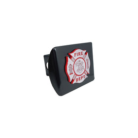 Firefighter (Red and Chrome emblem) on Black Metal Hitch Cover
