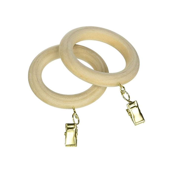 Wood Drapery Rings w/Eyelet & Removeable Clip - Kirsch Wood Trends - 1 3/8" - Unfinished 7 count