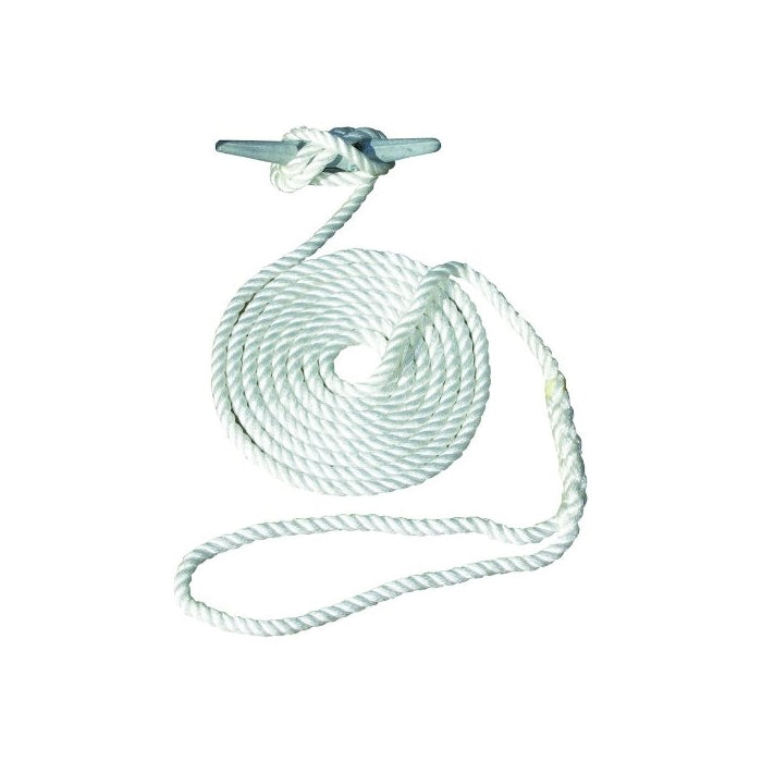 Invincible Marine 20-Foot Hand Spliced Nylon Dock Line, 1/2-Inches by 20-Feet, White