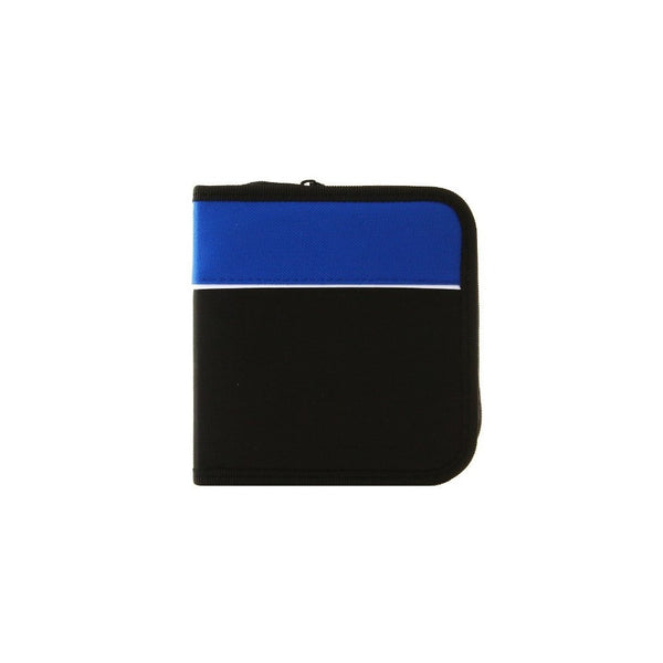 PrimeTrendz TM CD Wallet, 48 Capacity CD Holder Case in Black / Blue, Nylon