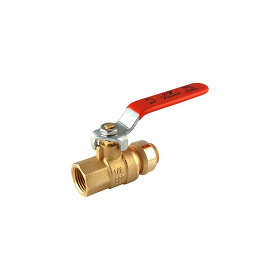 SharkBite 22182-0000LFA Ball Valve 1/2 Inch x 1/2 Inch, Water Valve Shut Off, Female, FNPT, Push-to-Connect, PEX, Copper, CPVC, PE-RT