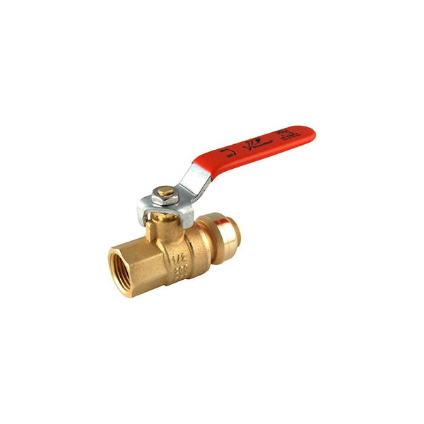 SharkBite 22182-0000LFA Ball Valve 1/2 Inch x 1/2 Inch, Water Valve Shut Off, Female, FNPT, Push-to-Connect, PEX, Copper, CPVC, PE-RT