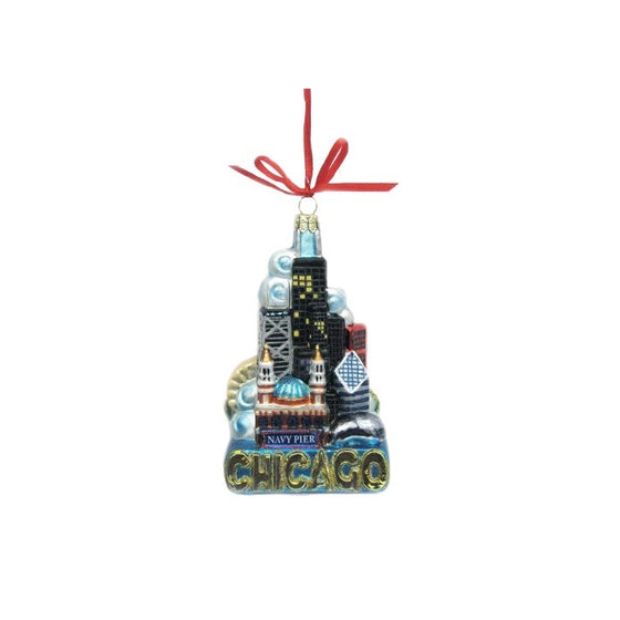 Kurt Adler Chicago Glass Ornament, 5-Inch