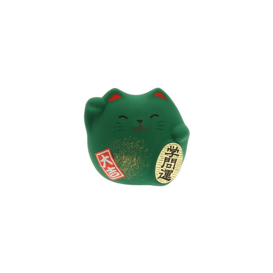 Kotobuki Maneki Neko Charm Gakumon-un Collectible Figurine, Academic Achievement, Green