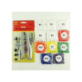 Bundle - 2 items: Starter Pack KAM Plastic Snap Setting Pliers & Awl Set with 100 Complete KAM Plastic Snap Sets for Cloth Diapers/Baby Bibs/Buttons/Unpaper Towels (Rainbow & White)