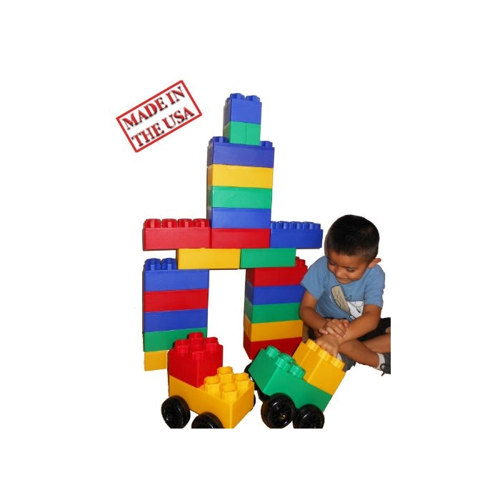 40pc Jumbo Blocks - Big City Playset with Wheels