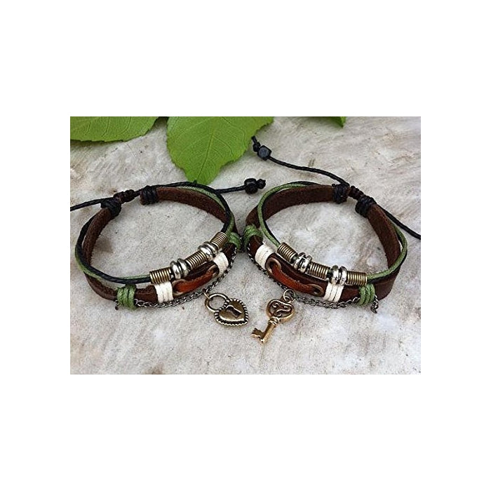 Couples Bracelet ,Key Lock Bracelet ,Lovers Leather Bracelet, Personalized Jewelry , Anniversary Gifts, Bridesmaid Bracelet