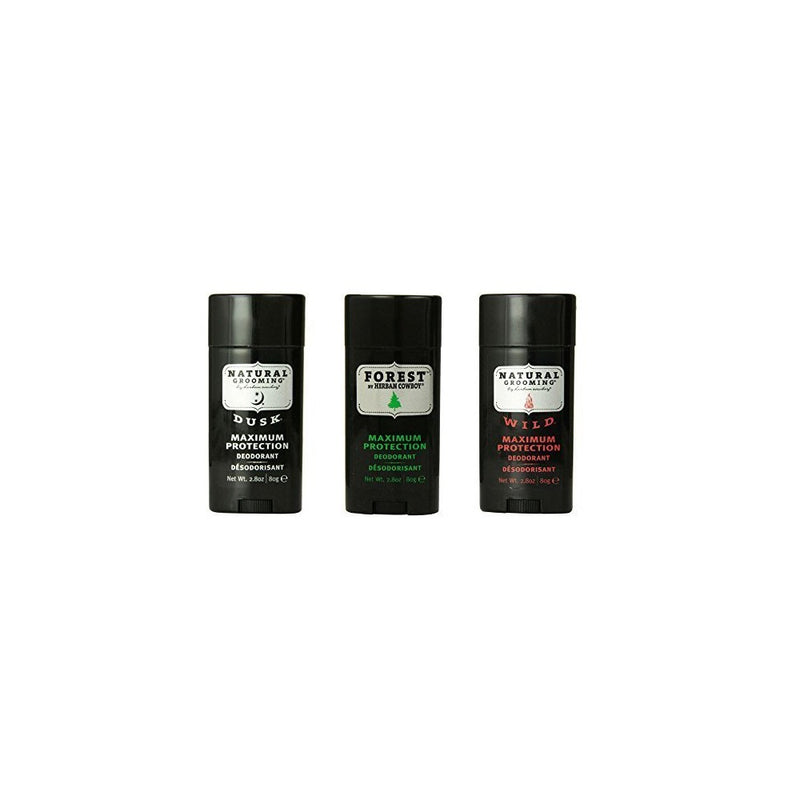 Herban Cowboy Deodorant Maximum Protection, 2.8 Ounce Variety Pack (Forest, Dusk, Wild)