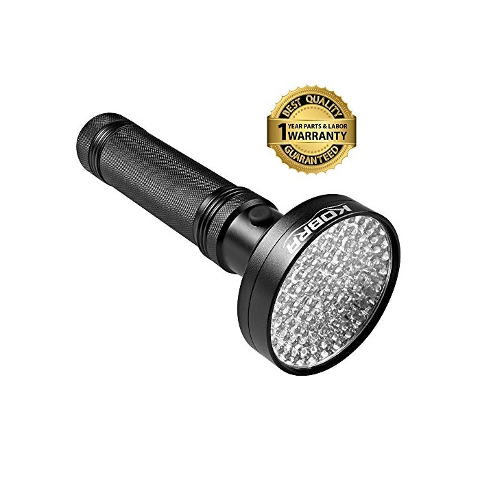 KOBRA UV Black Light Flashlight 100 LED #1 Best UV Light and Blacklight For Home & Hotel Inspection, Pet Urine & Stains - Ultra Intensity 18W 385-395nm LEDs Spot Counterfeit Money, Leaks, Scorpions!