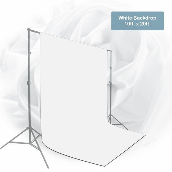 Julius Studio 10 x 20 ft. White Chromakey Photo Video Studio Fabric Backdrop, Background Screen, Pure White Muslin, Photography Studio, JSAG210