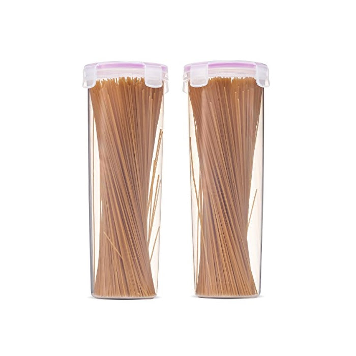 Komax Biokips Tall Food Storage Spaghetti Noodle / Pasta Container 44oz. (set of 2) - Airtight, Leakproof With Locking Lids - BPA Free Plastic - Microwave, Freezer and Dishwasher Safe