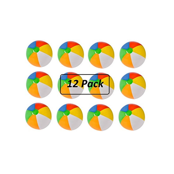 12 Pack Inflatable Beach Balls - 20 Inch - Traditional Multicolored Rainbow Color Beach Ball Style – Swimming Pool, Poolside, Beach, Party Favor – By Kidsco