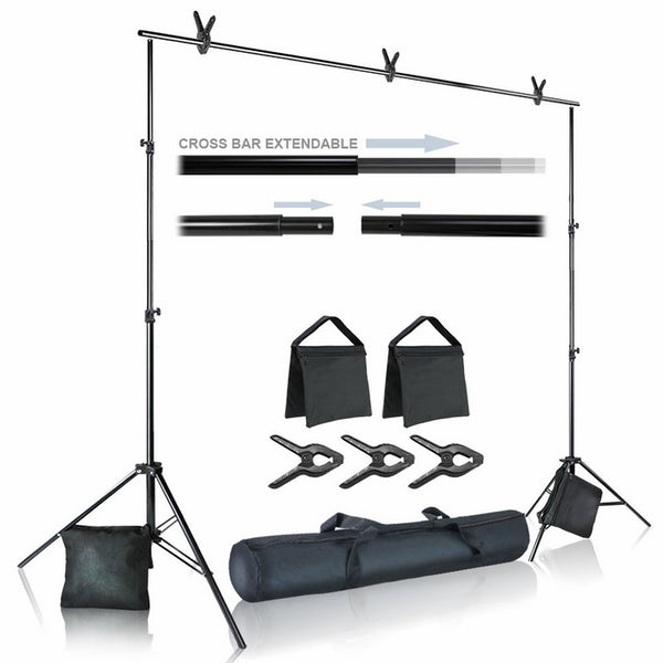 Julius Studio Photo Video Studio 10 ft. Wide Cross Bar 7.4 ft. Tall Background Stand Backdrop Support System Kit with Carry Bag, Photography Studio, JSAG283