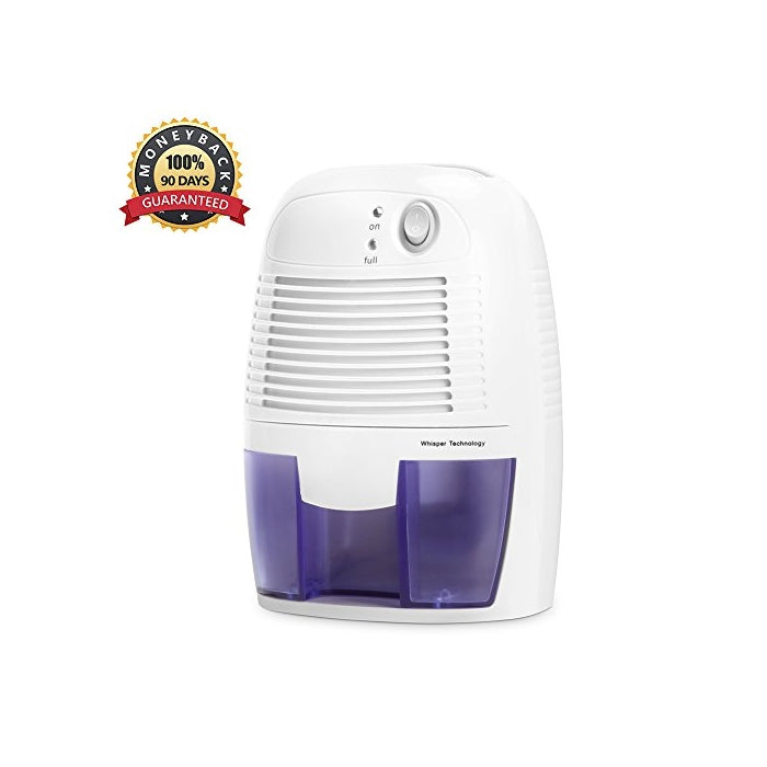 Mini Air Dehumidifier- INOFIA 500ml Compact and Portable Dehumidifier Mould / Damp/ Moisture Remover - Perfect for Home /School / Office, White, 60-DAY