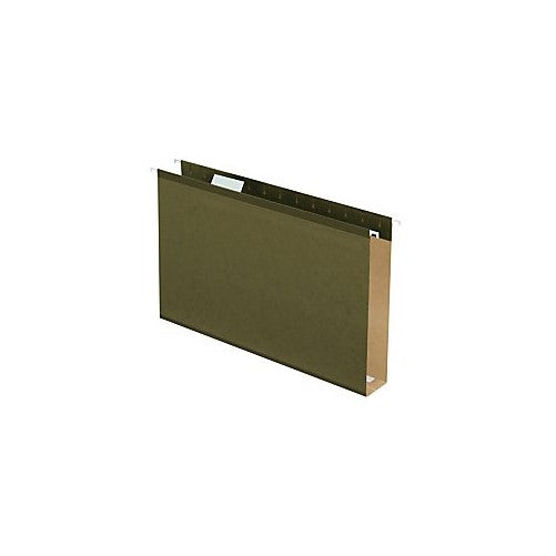 Pendaflex Extra Capacity Reinforced Hanging File Folders, 2", Legal Size, Standard Green, 1/5 Cut, 25/BX (4153x2)