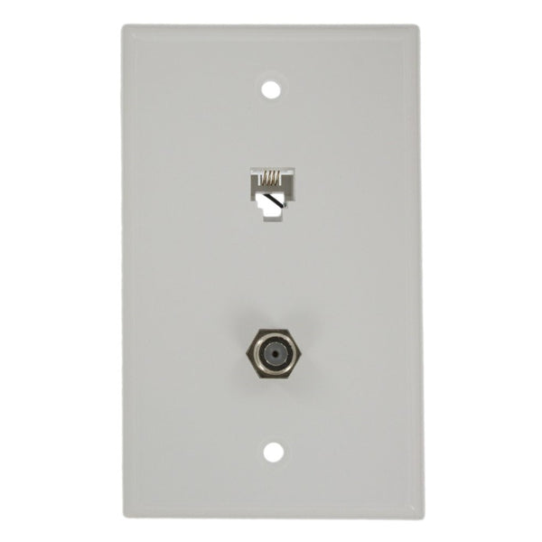 Leviton 40259-W Standard Telephone Wall Jack, 6P4C X F, Screw Terminal, White