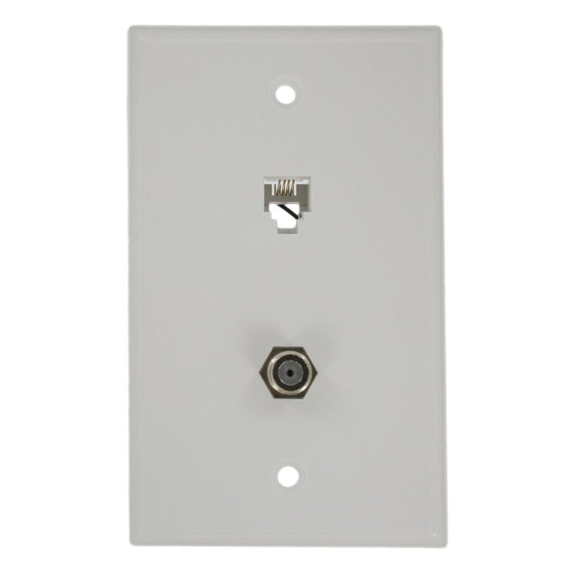 Leviton 40259-W Standard Telephone Wall Jack, 6P4C X F, Screw Terminal, White