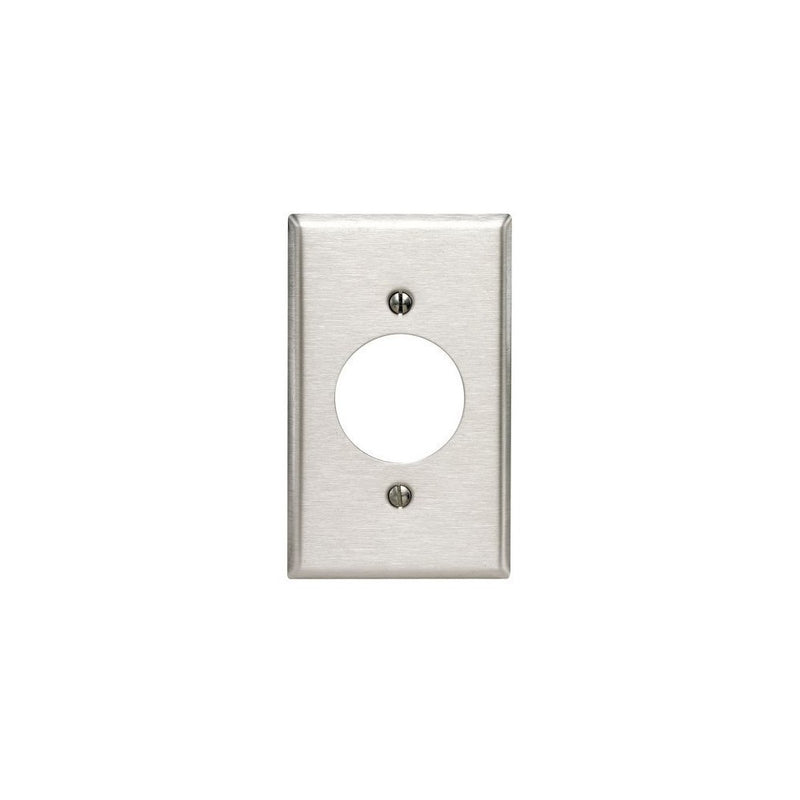 Leviton 84026 2-Gang Flush Mount 2.15-Inch Diameter, Device Receptacle Wallplate, Standard Size, Stainless Steel