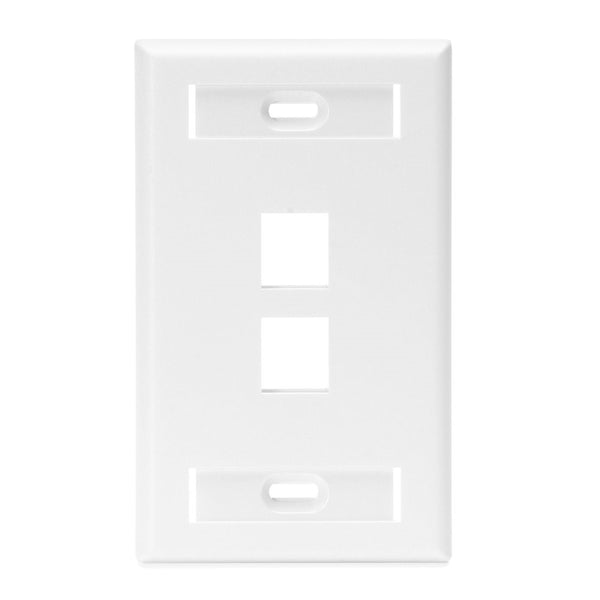 Leviton 42080-2WS QuickPort Wallplate w/ID Window, Single Gang, 2-Port, White