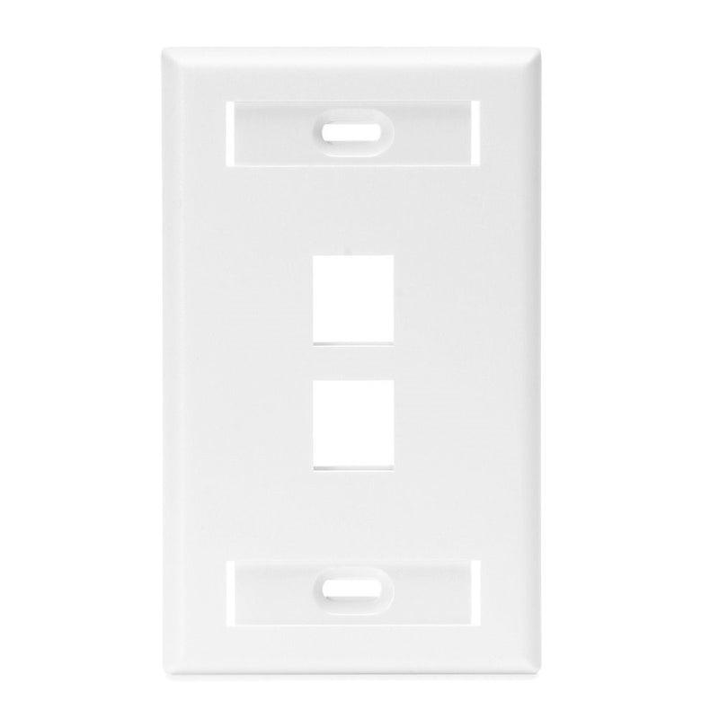 Leviton 42080-2WS QuickPort Wallplate w/ID Window, Single Gang, 2-Port, White