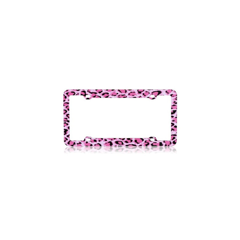 Pink Leopard Plastic License Plate Frame