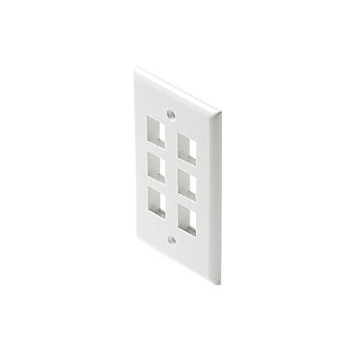 Black Point Products BT-203 White Cat-5 6-Cavity Keystone Wall Plate, White