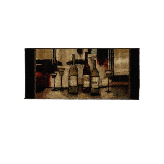 Wine and Glasses Brown 20-Inch by 45 Accent Rug