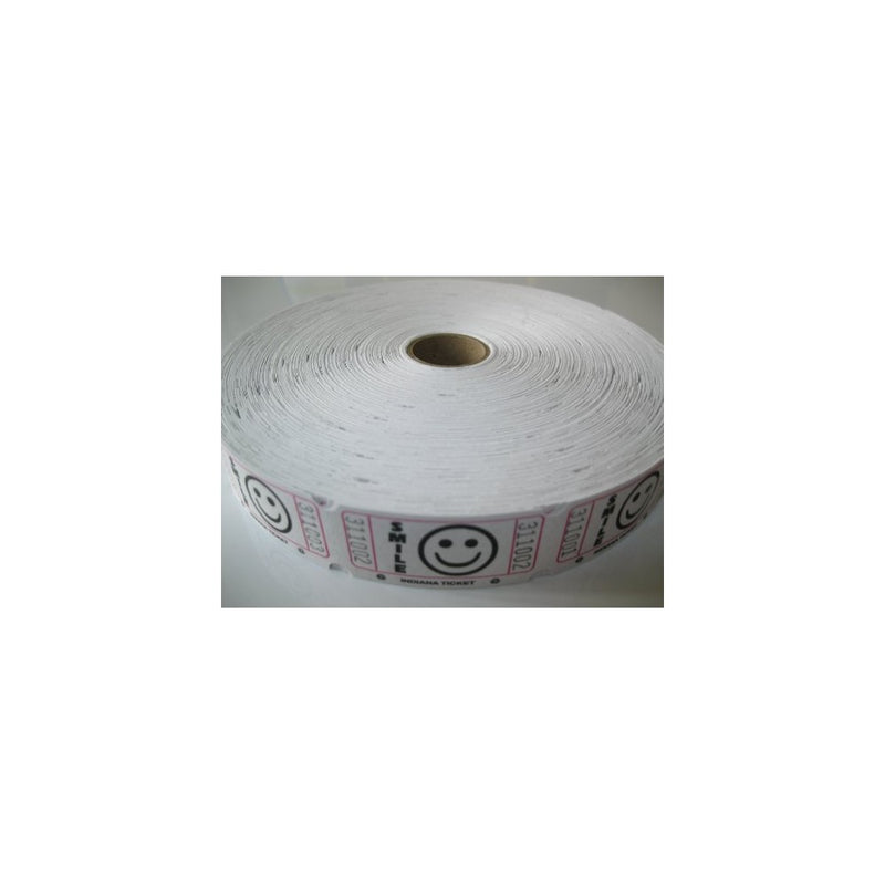 1 X 2000 White Smile Single Roll Consecutively Numbered Raffle Tickets