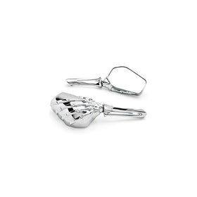 Krator Custom Chrome Motorcycle Skeleton Bone Hands Mirrors Fits Most Harley Davidsons, Suzuki, Honda, Kawasaki Cruisers side chrome mirrors with skeleton hand motorcycle - Free Adapters