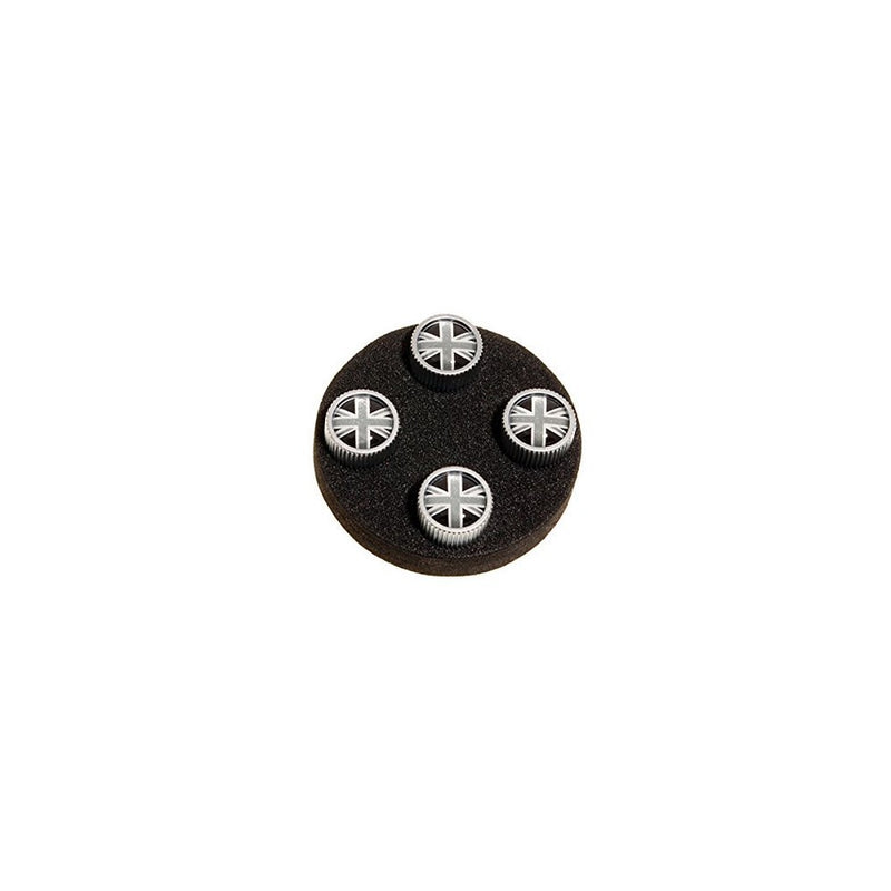 Land Rover Genuine Tyre Valve Cover Grey & Black Union Jack Design Set of 4 Part# LR027666