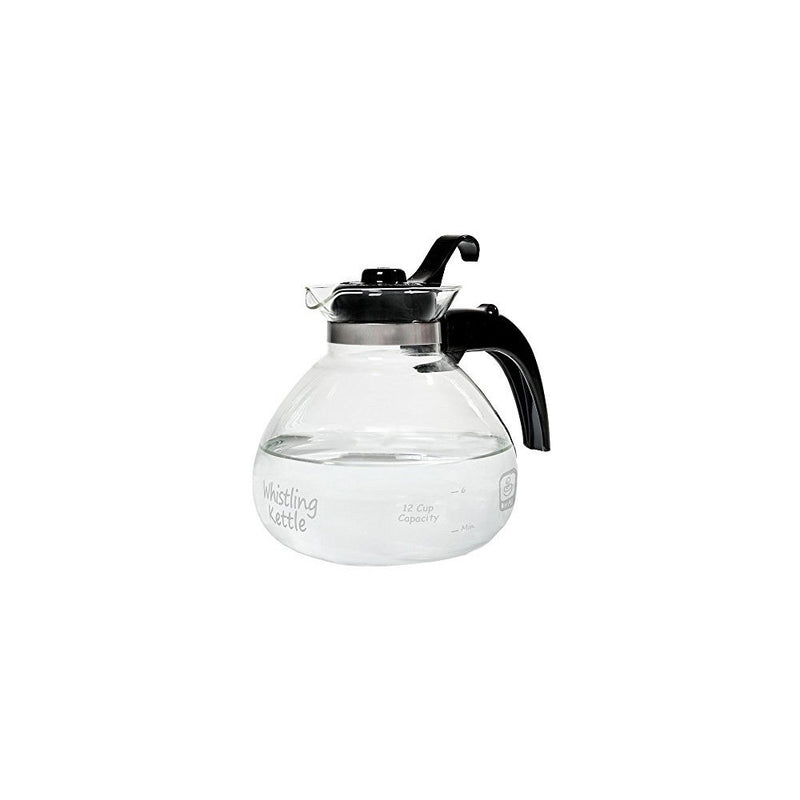 Medelco 12-cup Glass Stovetop Whistling Kettle