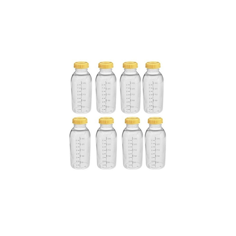 Medela Breastmilk Collection Storage Feeding Bottle with Lids-8 Pack (8 Bottles and 8 Lids)w/lid 8oz /250ml