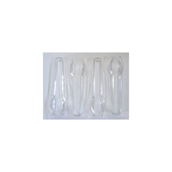 2 X Clear Plastic Tongs, 6 1/2", 4 Pack