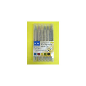 Itoya, Doubleheader, Calligraphy Classics, Acid Free, Earth Tone Colors, Bold, 3.0 mm, CL-200, Set of 6, Aquamarine, Cabernet, Dijon, Evergreen, Mocha, Black by ITOYA
