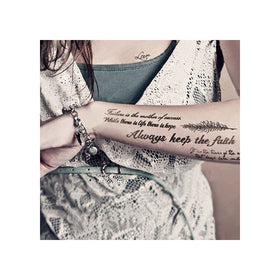 Kotbs Temporary Tattoos Paper Lovely English Words & Feather Designs Body Art Make up for Women Fake Tattoo Sticker (2 Sheet Pack)