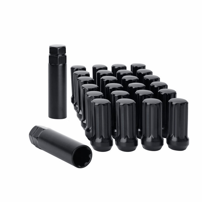 Wheel Lug nuts 14x1.5 for Chevy 24x, KSP Black Acorn/Conical XL Spline 14mmx1.5 Closed Bulge Cone Seat With 2 Socket Keys for GMC Ford Cadillac Lincoln Saturn Aftermarket Wheels, 1 Year Warranty
