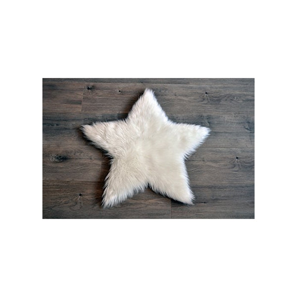 Machine Washable Faux Sheepskin White Star Rug 2' x 2' - Soft and silky - Perfect for baby's room, nursery, playroom (Star Small White)