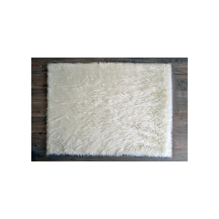 Machine Washable Faux Sheepskin White Rug 4' x 6' - Soft and silky - Perfect for baby's room, nursery, playroom (4' x 6' ft)