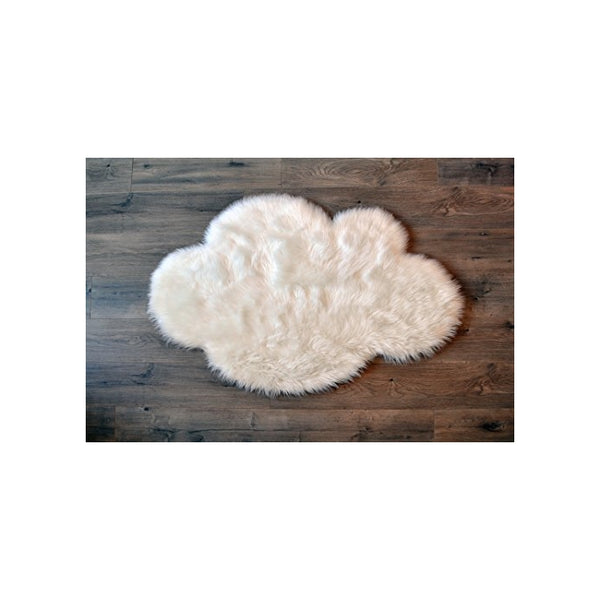 Machine Washable Faux Sheepskin White Cloud Area Rug 32" x 44" - Soft and silky - Perfect for baby's room, nursery, playroom (2' 7" x 3' 7") - White Cloud