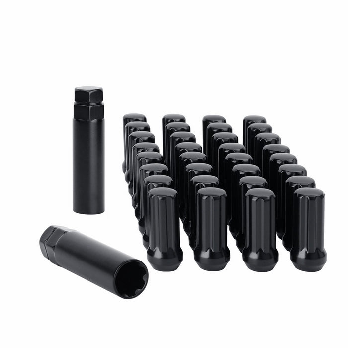 Wheel Lug Nuts 9/16 for Ram 32x, KSP Black Acorn/Conical 9/16x18 Closed Bulge Cone Seat 2'' Tall with 2 Socket Keys Fits Dodge Ram 2500 3500 F250 F350 8 Lug Aftermarket Wheels, 1 Year Warranty