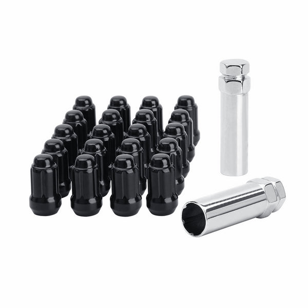 KSP Performance 20pc Black closed end Lug Nuts (12mmx1.50 Thread Size) cone seat 6 Spline with 2 Keys for 5 lug wheels, Fits Aftermarket Wheels 1 Year Warranty